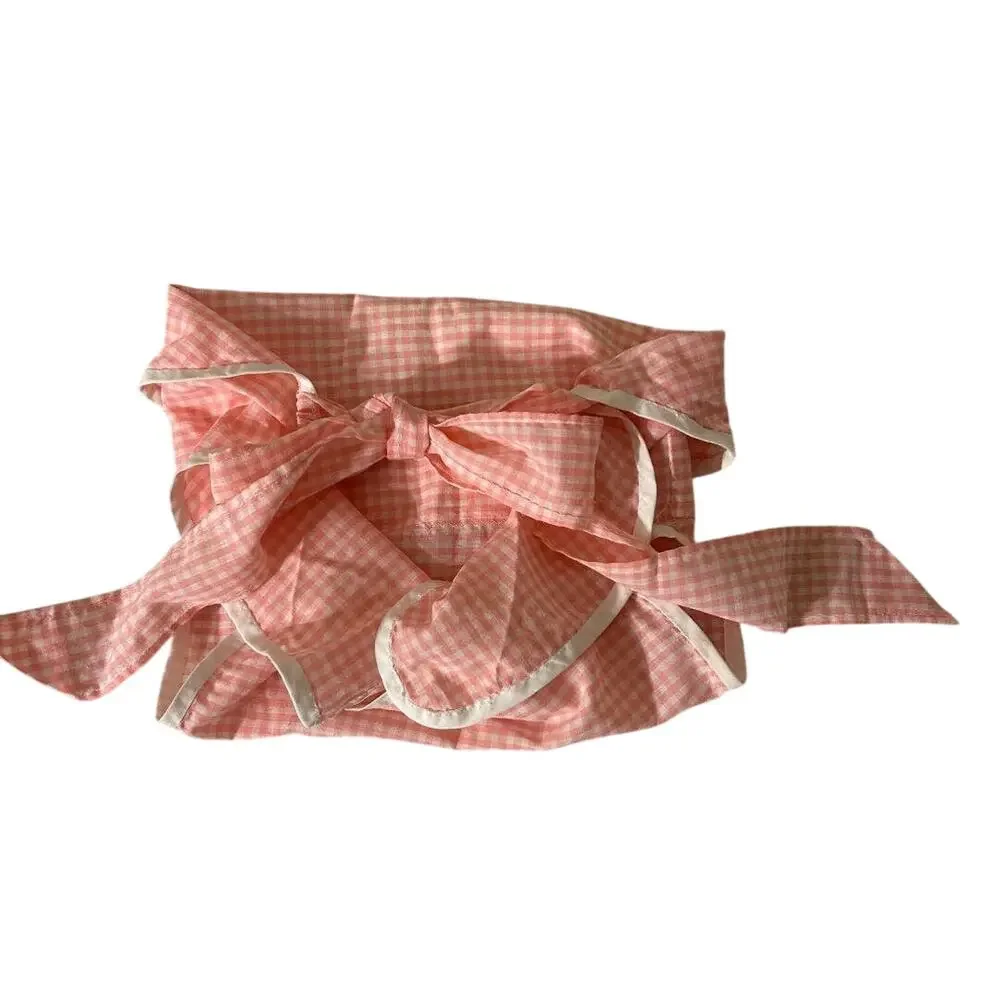 Vtg Infant Diaper Cover Bottoms Pink Wht Check pattern western Prairie 60’s 70’s